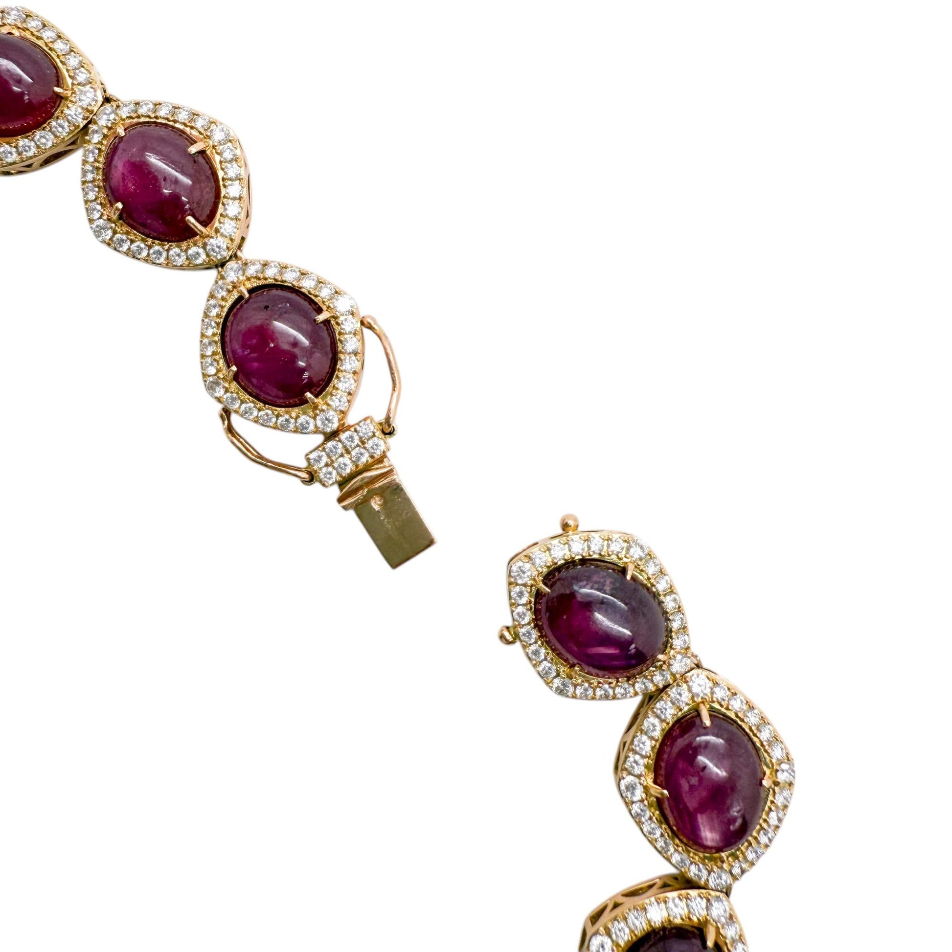 161 cttw. Treated Ruby & 20.64 cttw Diamond Necklace in 18K Yellow Gold