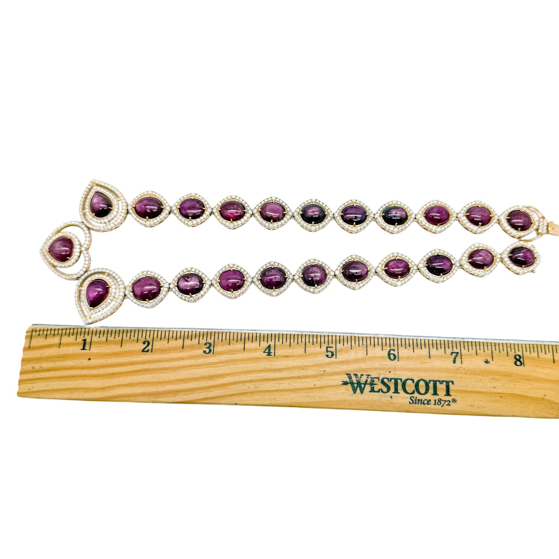 161 cttw. Treated Ruby & 20.64 cttw Diamond Necklace in 18K Yellow Gold