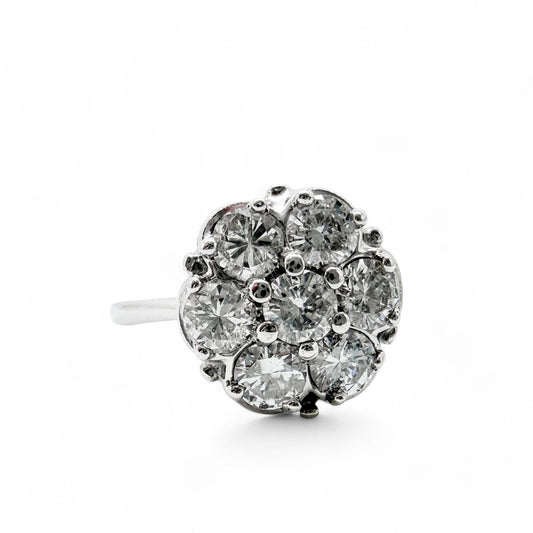 1.19 cttw. White Diamond Flower Ring in 14k White Gold 7.25US