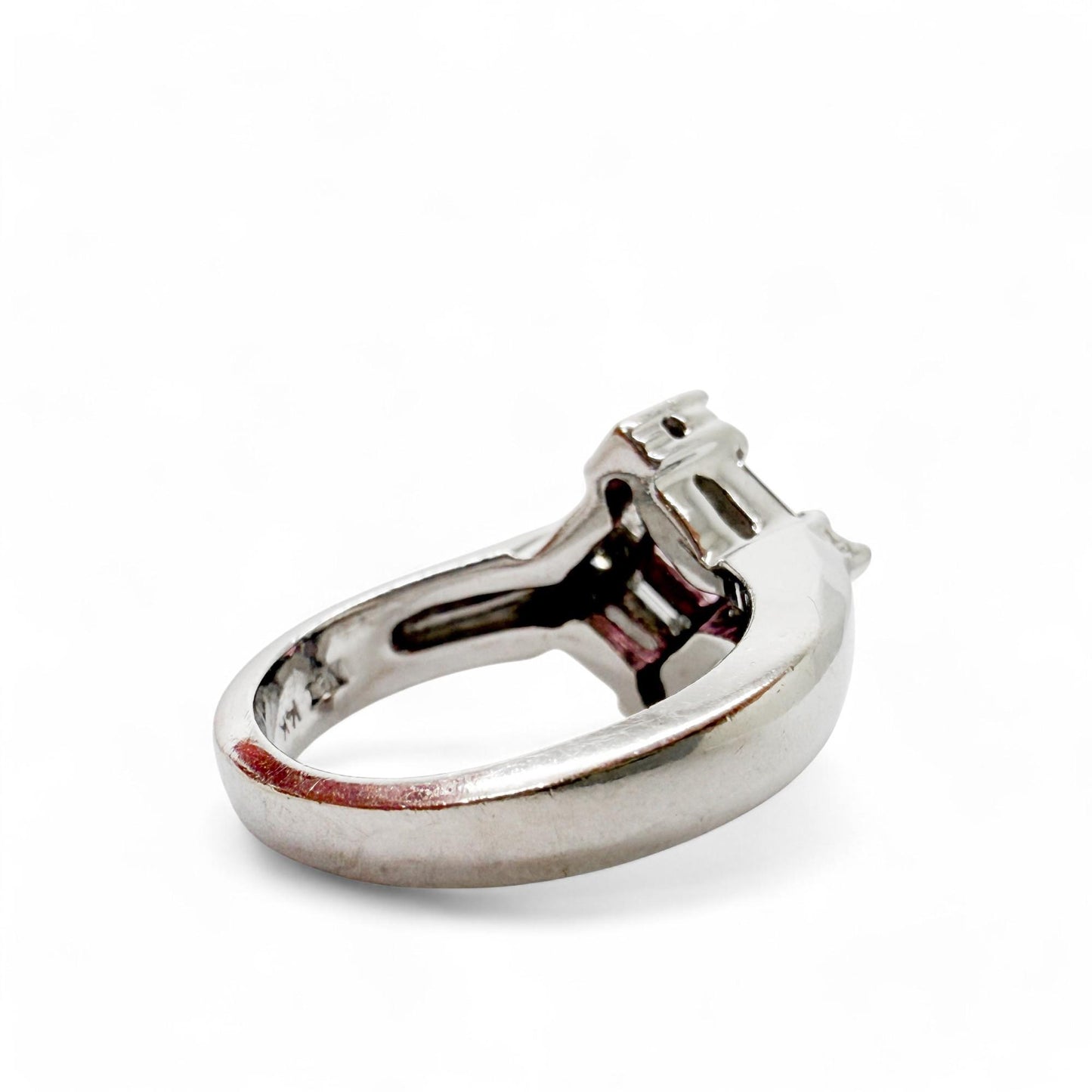 0.46 ct. Pink Sapphire & White Diamond Ring in 14K White Gold 4.75US