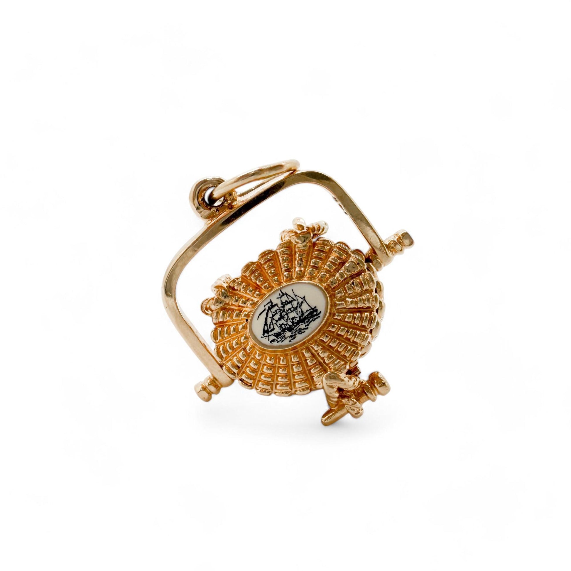 Vintage Glenaan Elliott Robbins Nantucket Lightship Basket in 14k Yellow Gold