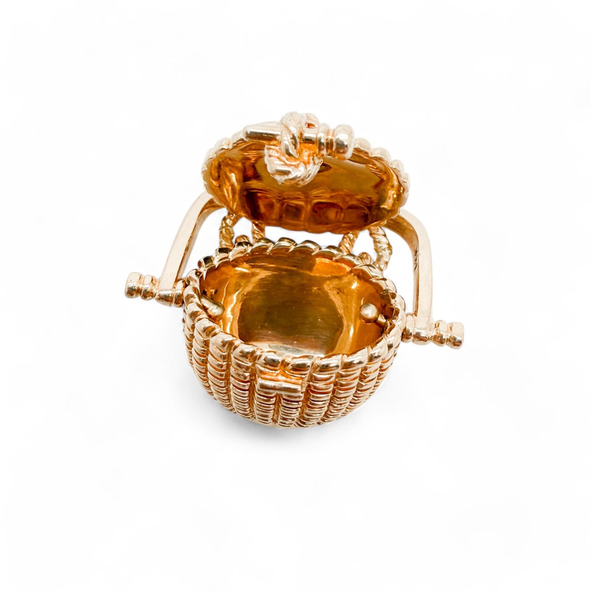Vintage Glenaan Elliott Robbins Nantucket Lightship Basket in 14k Yellow Gold