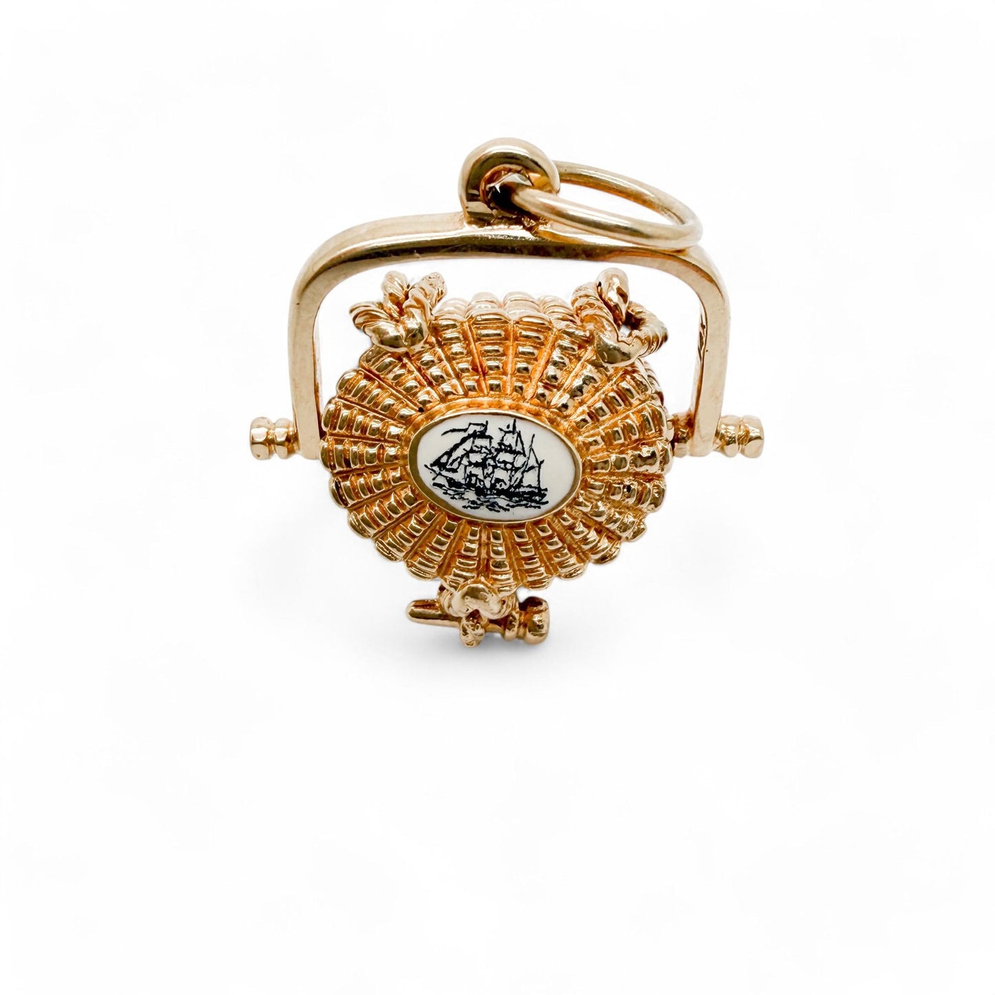 Vintage Glenaan Elliott Robbins Nantucket Lightship Basket in 14k Yellow Gold