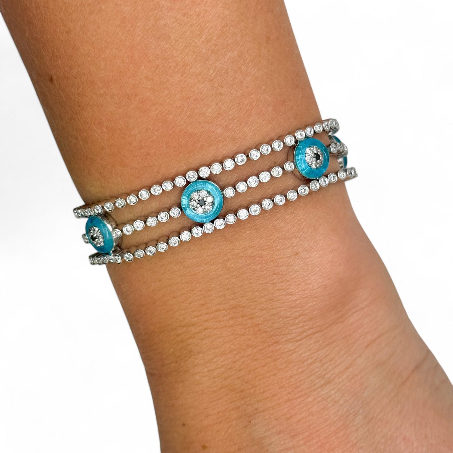 3.25 cttw. White Diamond Eye Bracelet in 18K White Gold 7inch