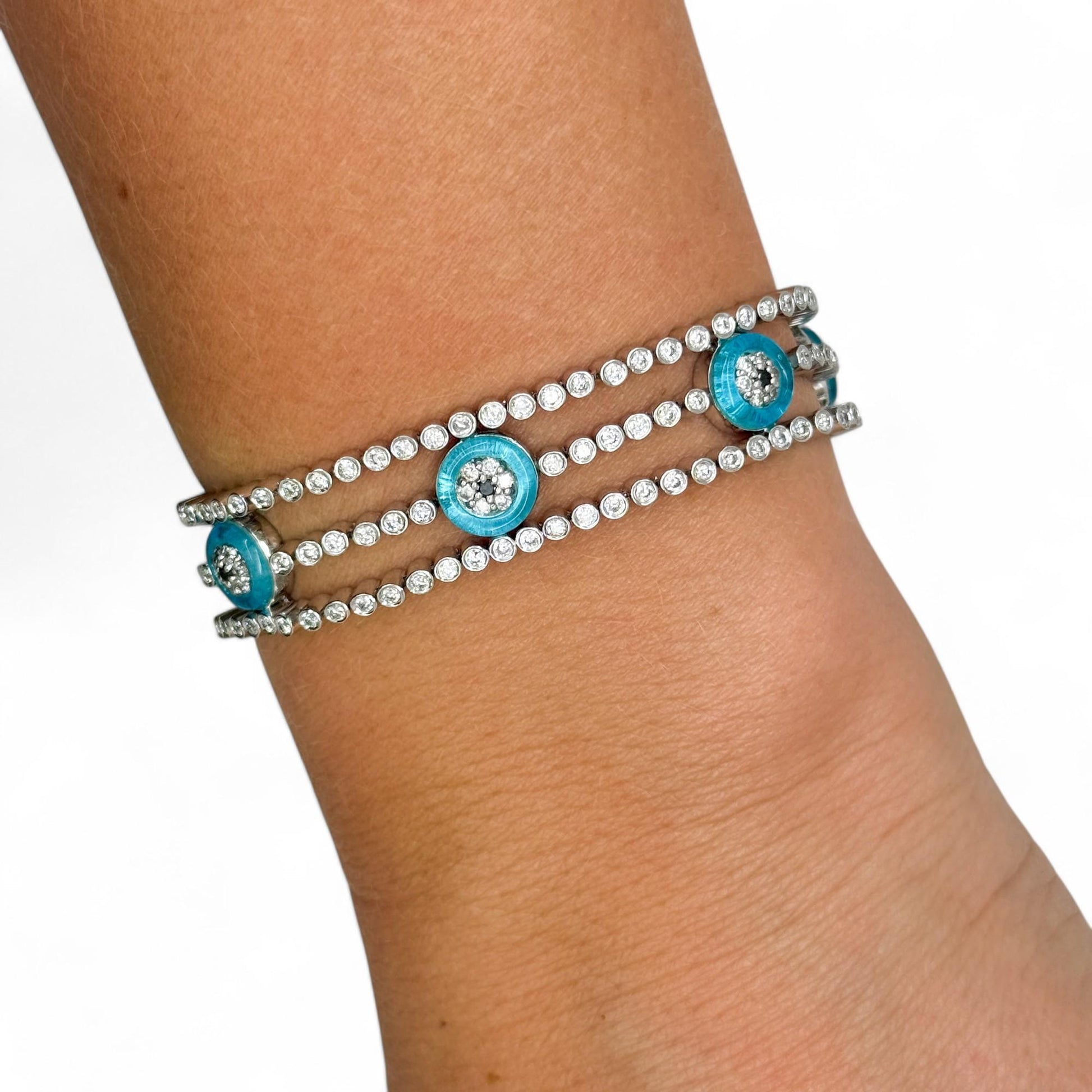 3.25 cttw. White Diamond Eye Bracelet in 18K White Gold 7inch