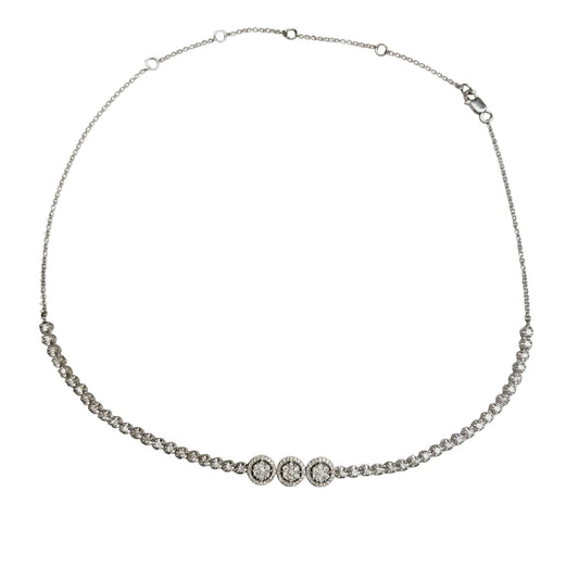 1.35cttw. White Diamond Necklace in 18k White Gold 16inch 8.75g.