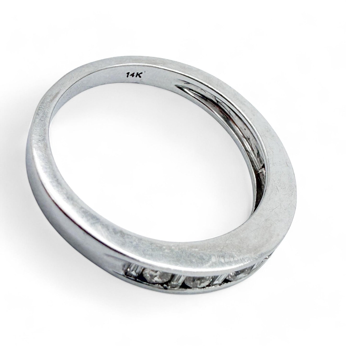 0.55 ctw White Diamond Channel Set Ring in 14K White Gold 7US 3.10 g