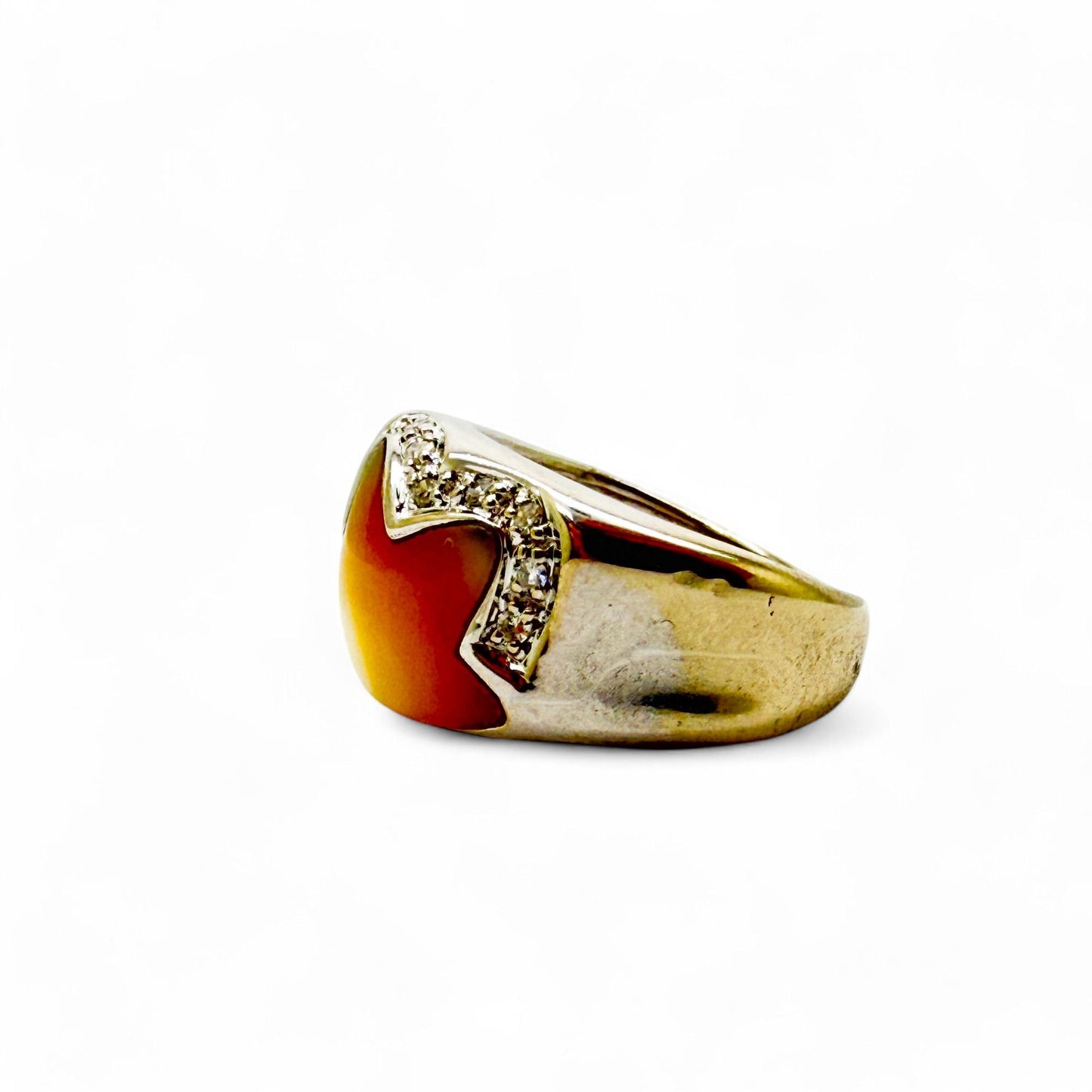 14K White Gold Opal & White Diamond Ring 3.5US 4.7g