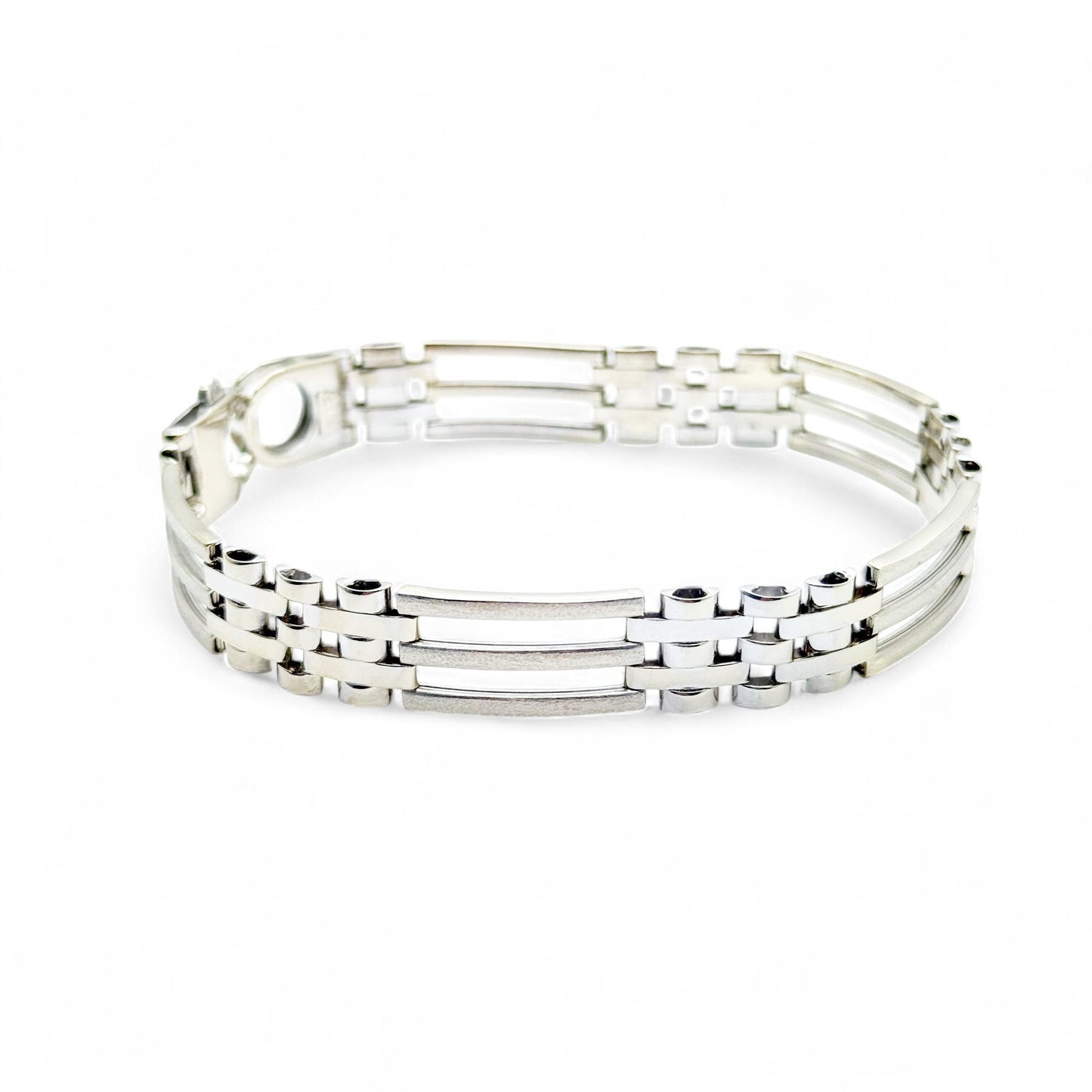 14K White Gold Rolex Style Bracelet 8.5 inch 21.23 g.