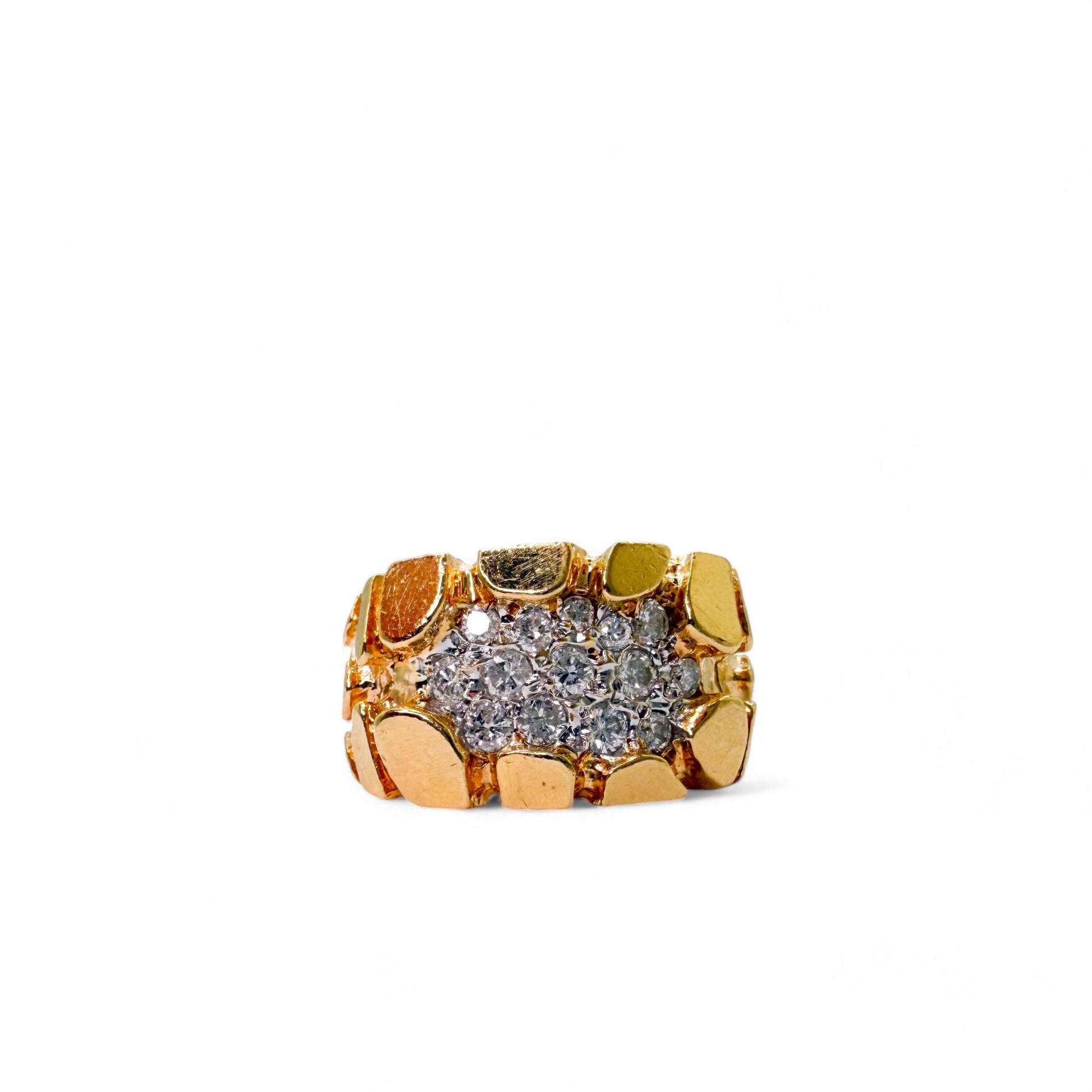 0.65 cttw. White Diamond Signet Ring in 14K Yellow Gold 6.25US