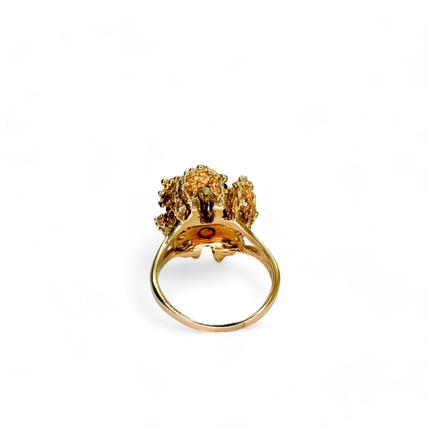 14k Yellow Gold Pearl & White Diamond Flower Ring 6.5US