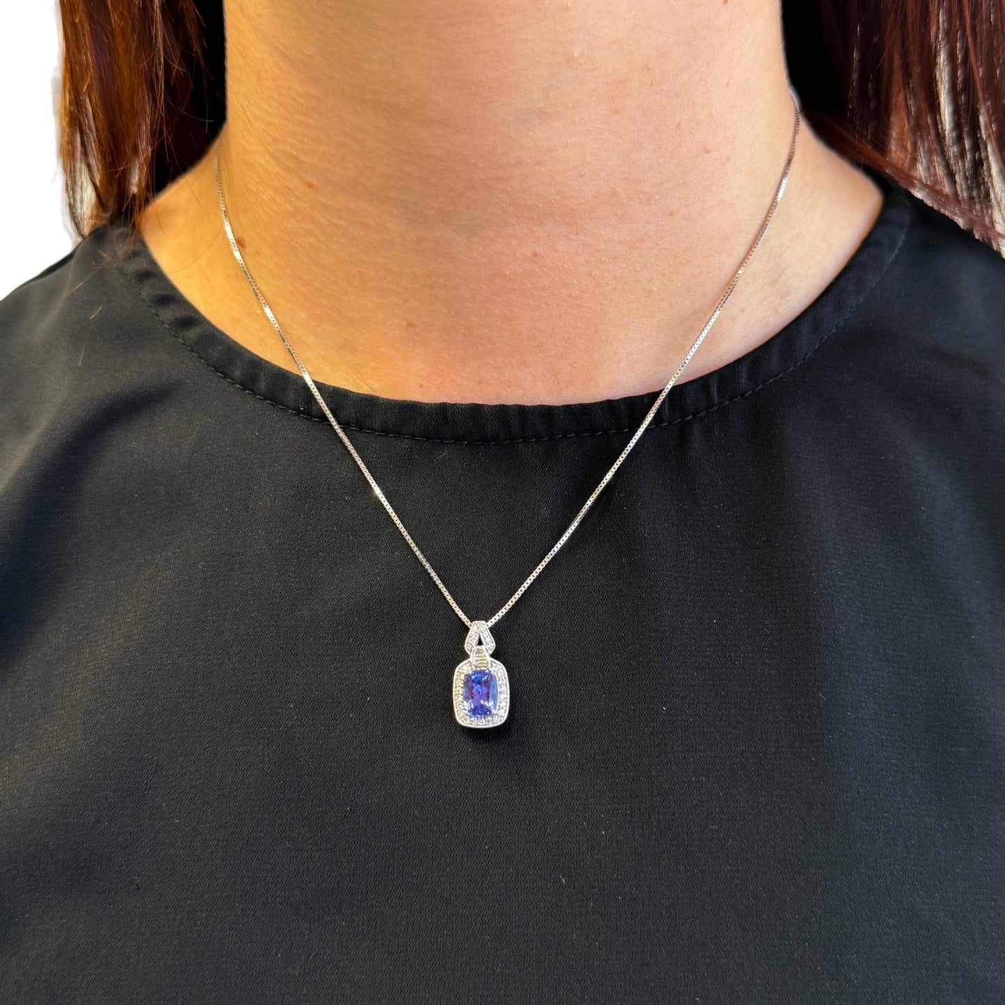 1.50 ct. Purple Tanzanite & 0.32 cttw. White Diamond Pendant Necklace