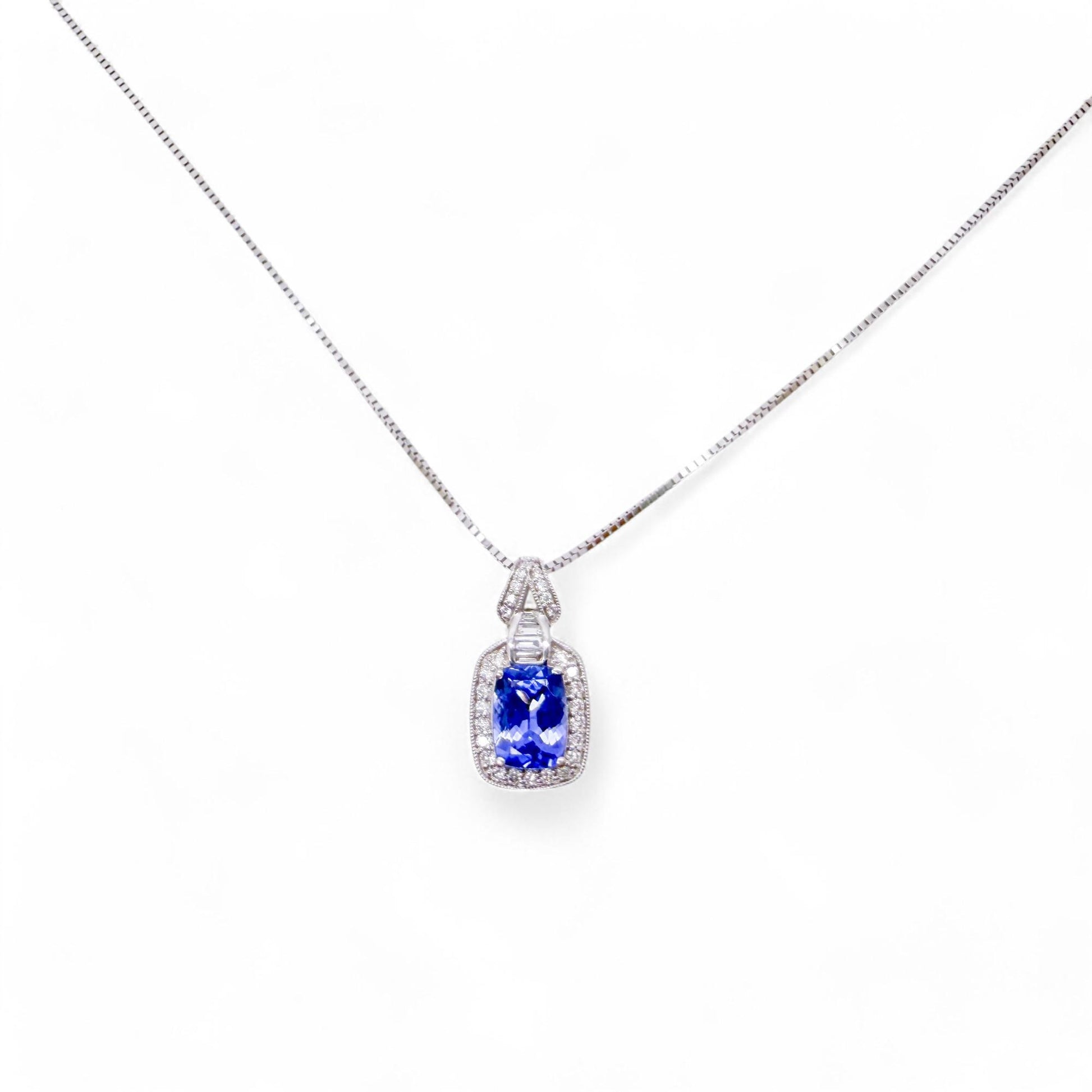 1.50 ct. Purple Tanzanite & 0.32 cttw. White Diamond Pendant Necklace
