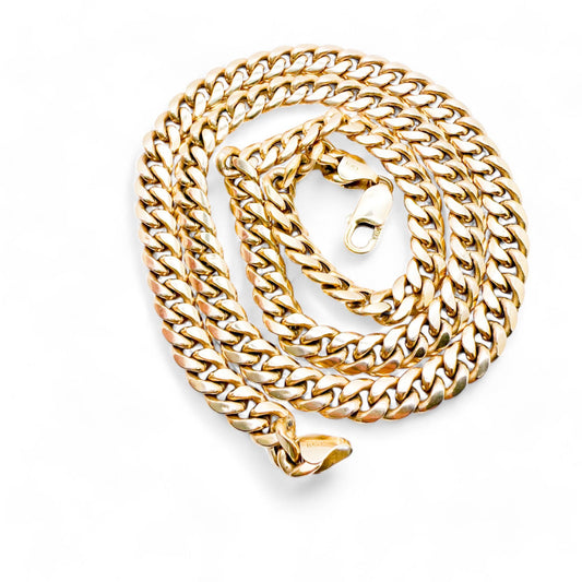 10K Yellow Gold Hollow Cuban Link Chain 32.5g 22"