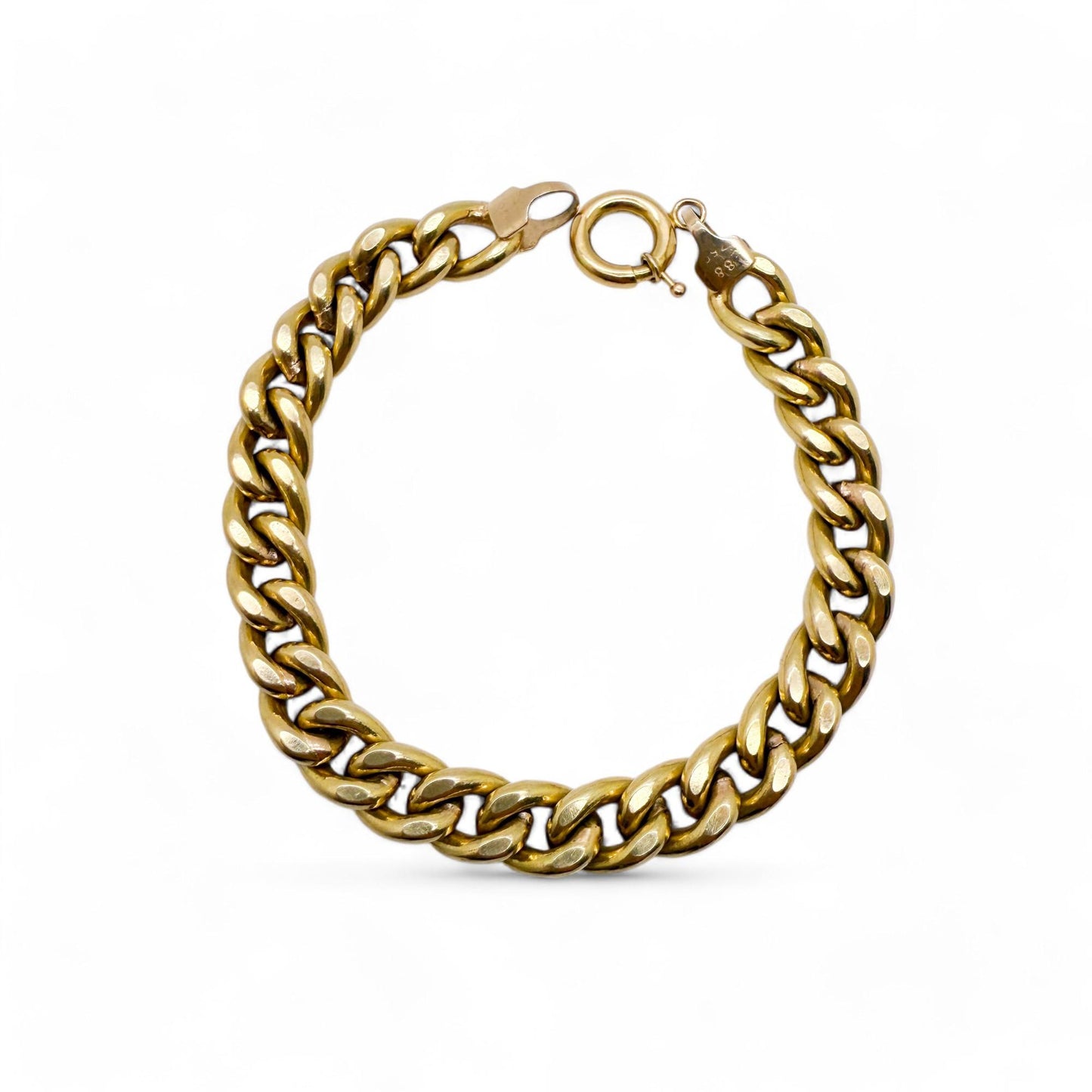 18K Yellow Gold Crub Chain Bracelet 19.1g 8"