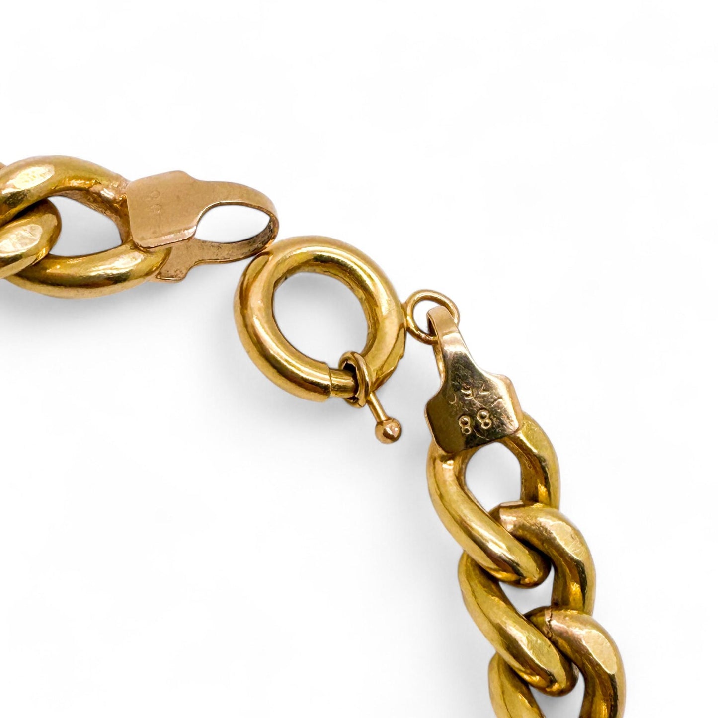 18K Yellow Gold Crub Chain Bracelet 19.1g 8"