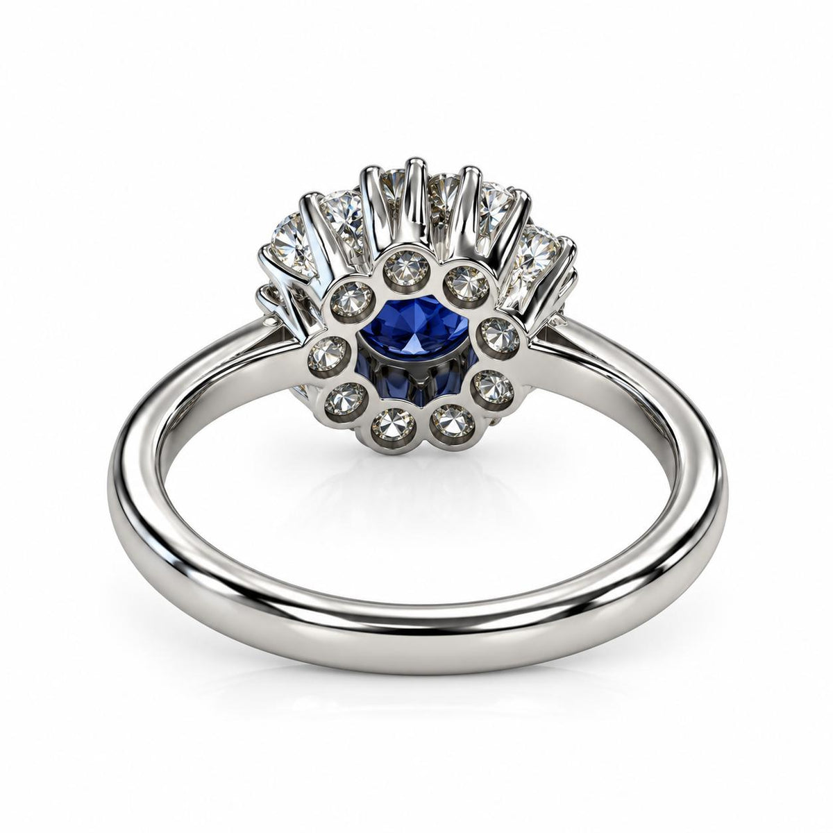 1.06ct. Blue Sappnire & 1 cttw. White Diamond Ring in 14k White Gold 6US