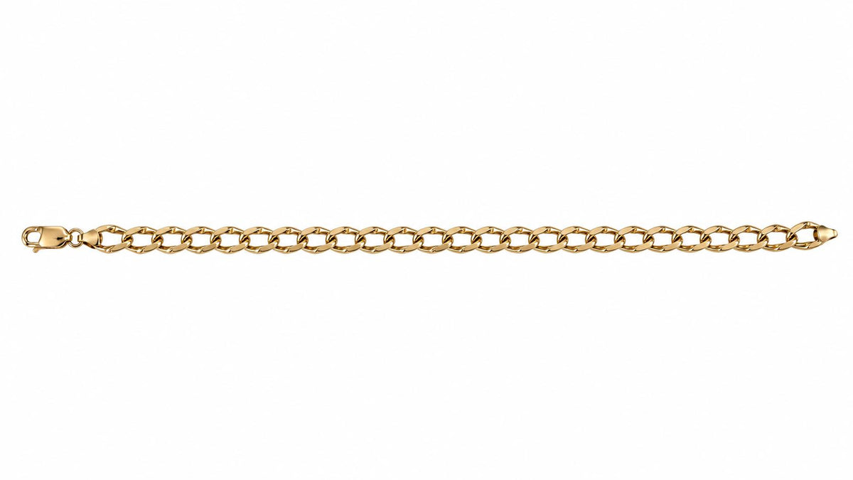 18k Yellow Gold Hollow Chain Bracelet 5.53g. 7"