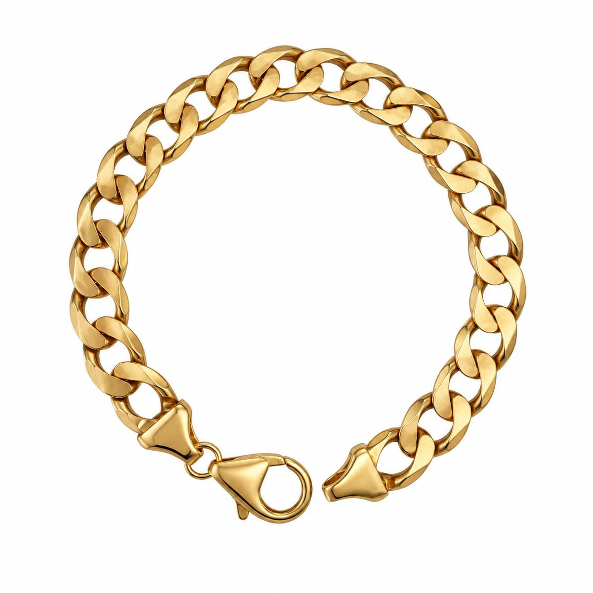 14k Yellow Gold Flat Cuban Chain Bracelet 18.16g. 7"