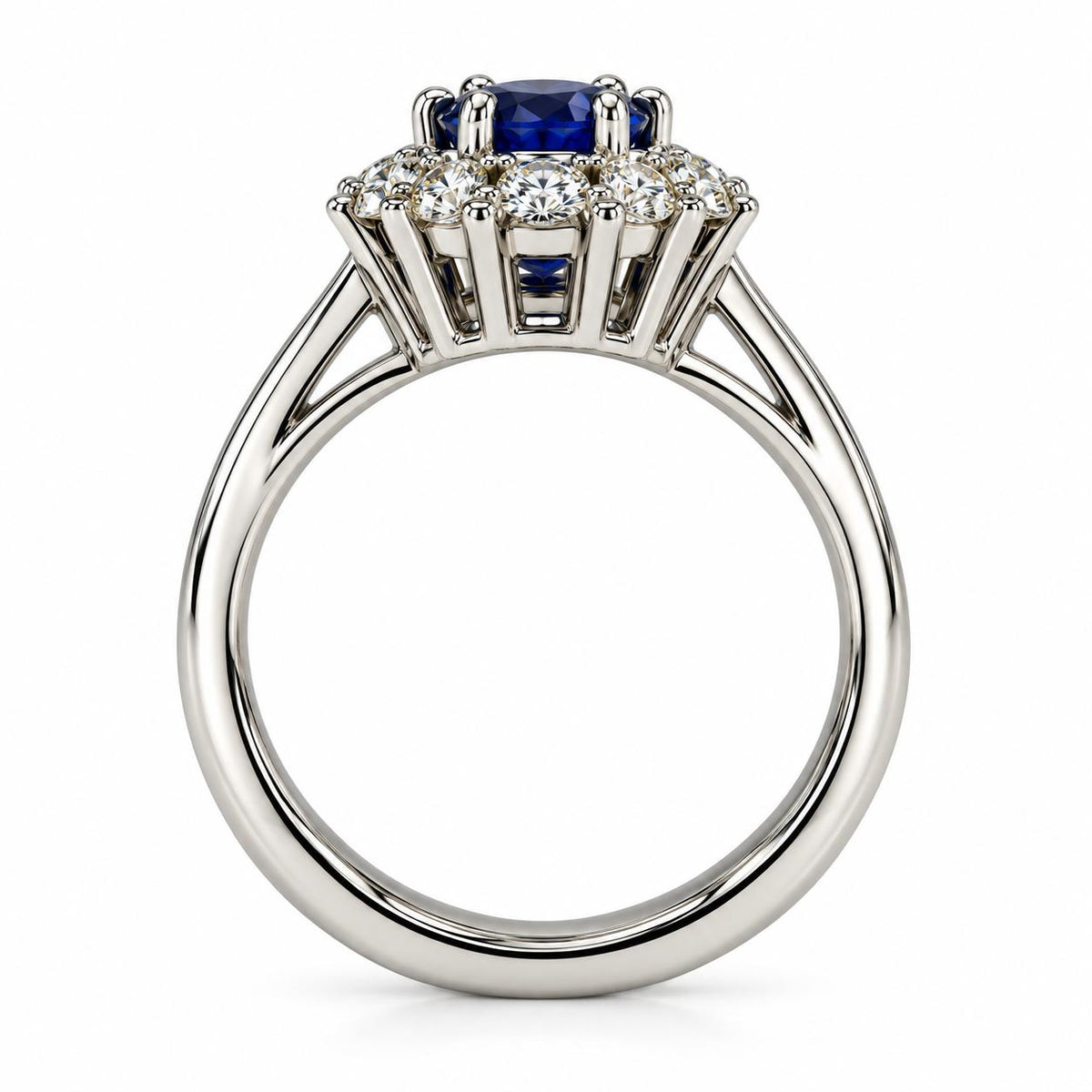 1.06ct. Blue Sappnire & 1 cttw. White Diamond Ring in 14k White Gold 6US