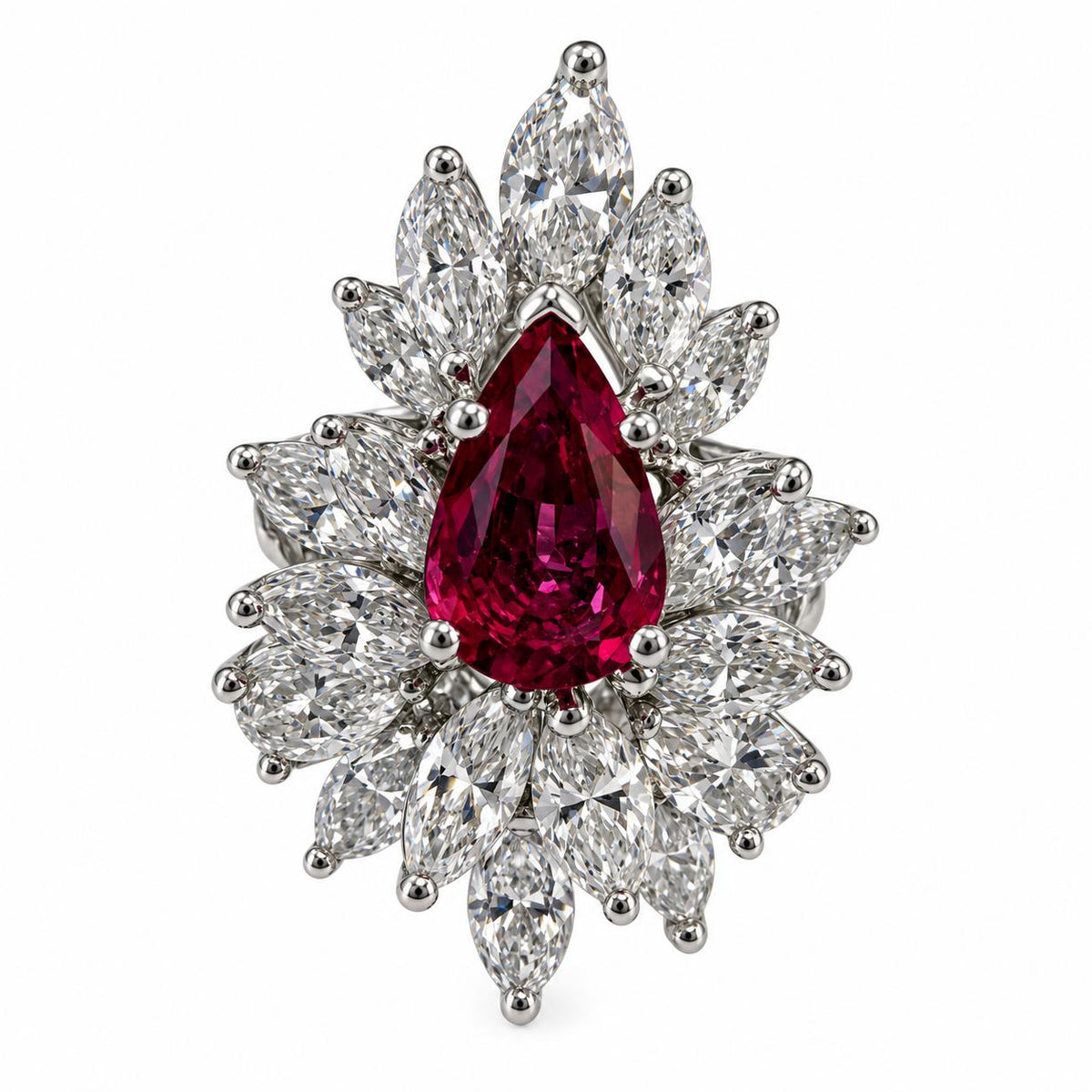 1.27ct Pink Ruby & 4.00cttw White Diamond in 14k White Gold Ring 4US 11.98g.