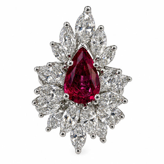 1.27ct Pink Ruby & 4.00cttw White Diamond in 14k White Gold Ring 4US 11.98g.