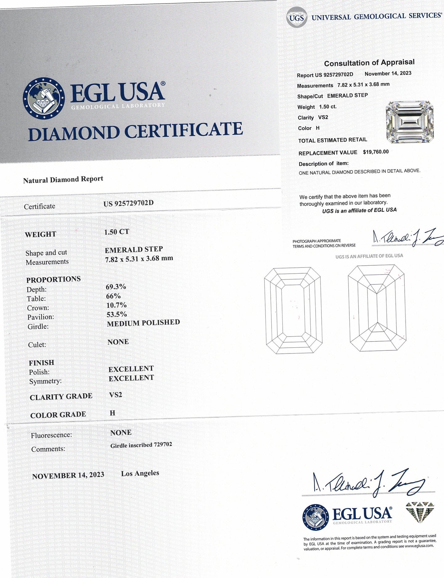 EGL 1.84cttw. White Diamond Vintage Platinum Ring 5.96g. 5.25US