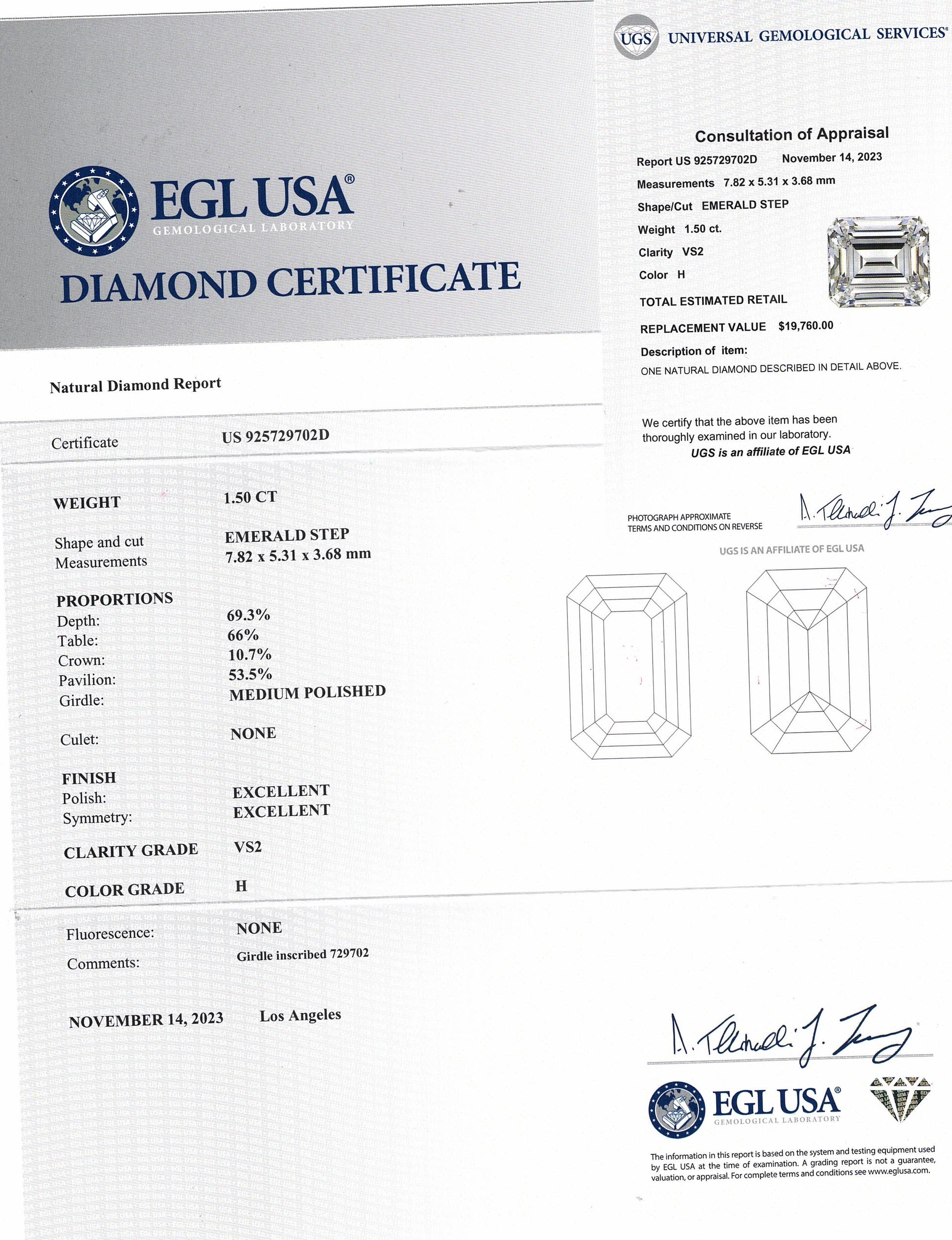 EGL 1.84cttw. White Diamond Vintage Platinum Ring 5.96g. 5.25US