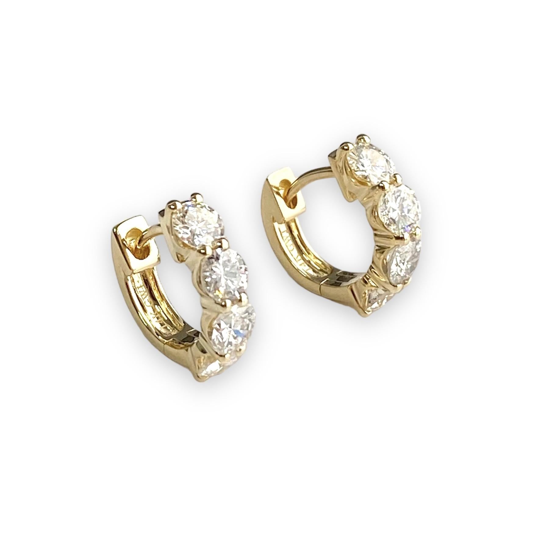 Diamond Hoop Earrings 2.02ctw in 14k Yellow Gold