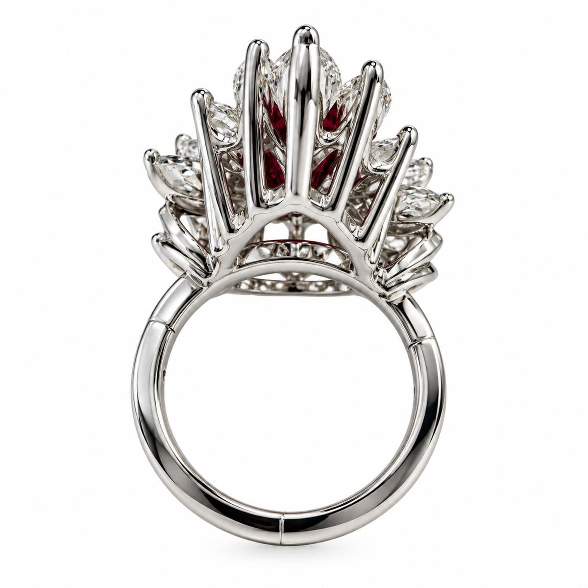 1.27ct Pink Ruby & 4.00cttw White Diamond in 14k White Gold Ring 4US 11.98g.