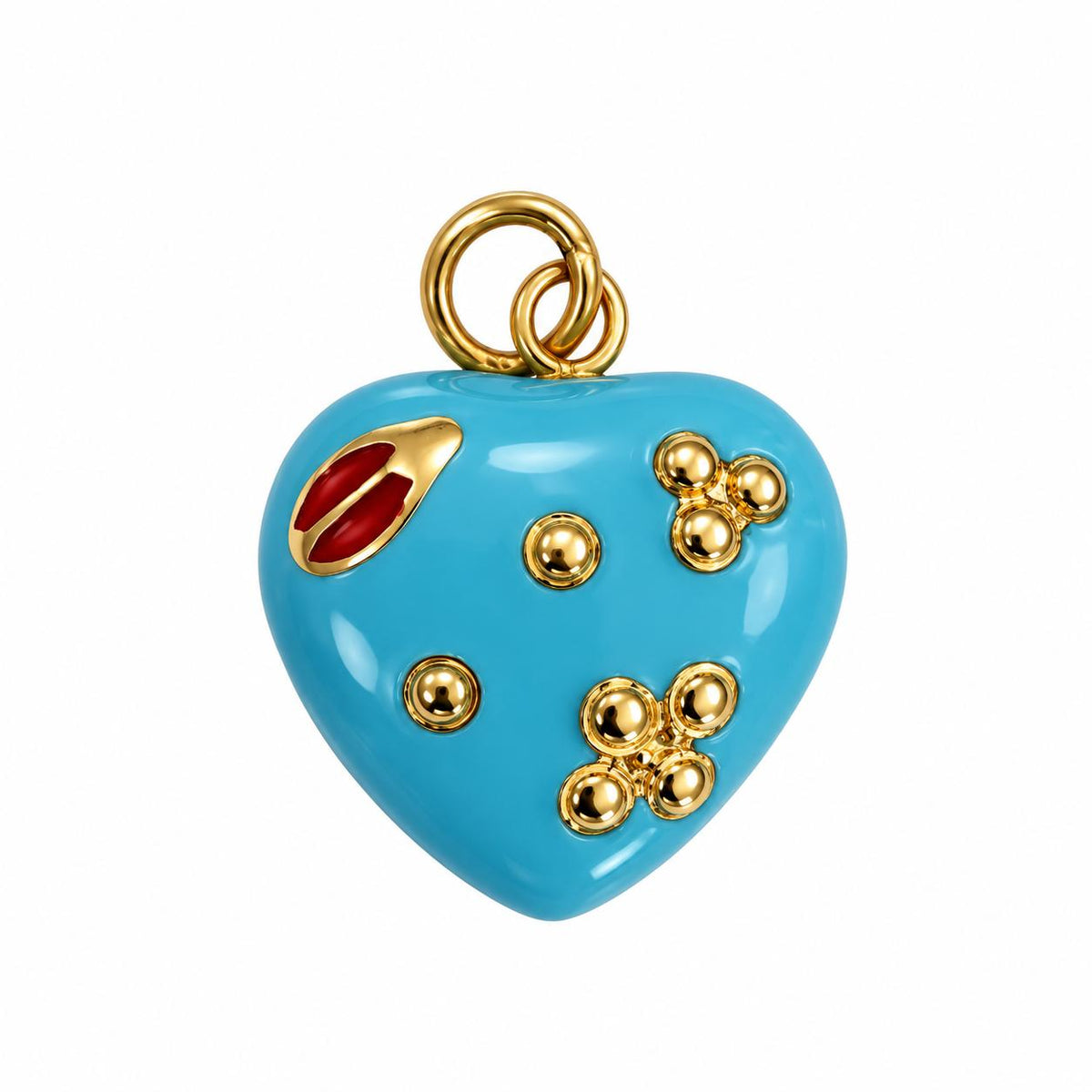 14k Yellow Gold Enamel Heart Shape Pendant 5.34g.
