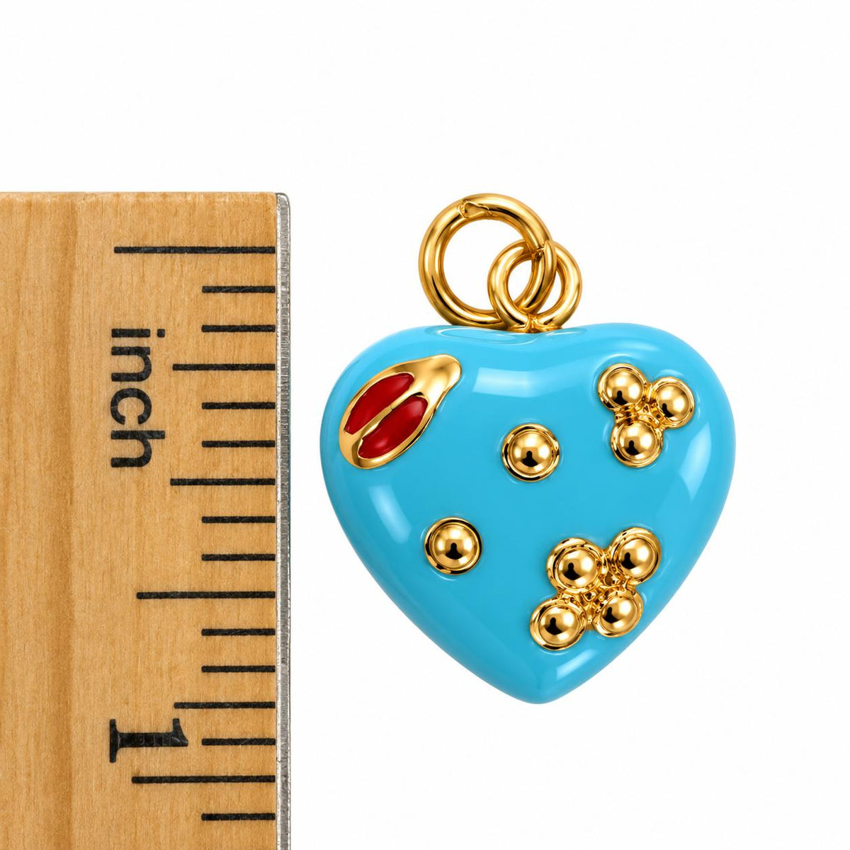 14k Yellow Gold Enamel Heart Shape Pendant 5.34g.