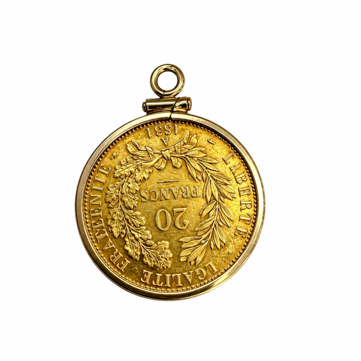 22k Yellow Gold 1851 20 French Francs Gold Coin Ceres &14k Bezel Pendant 5.70g.