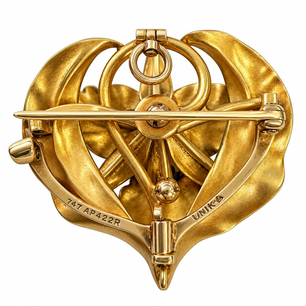 Art Nouveau 14k Yellow Gold Enamel Brooch & Pendant 8.90g.