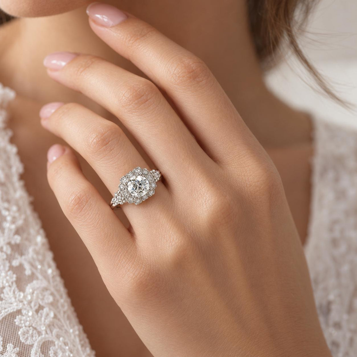 1.30cttw. White Diamond Engagement Ring in 14k White Gold 2.50g. 7.75US