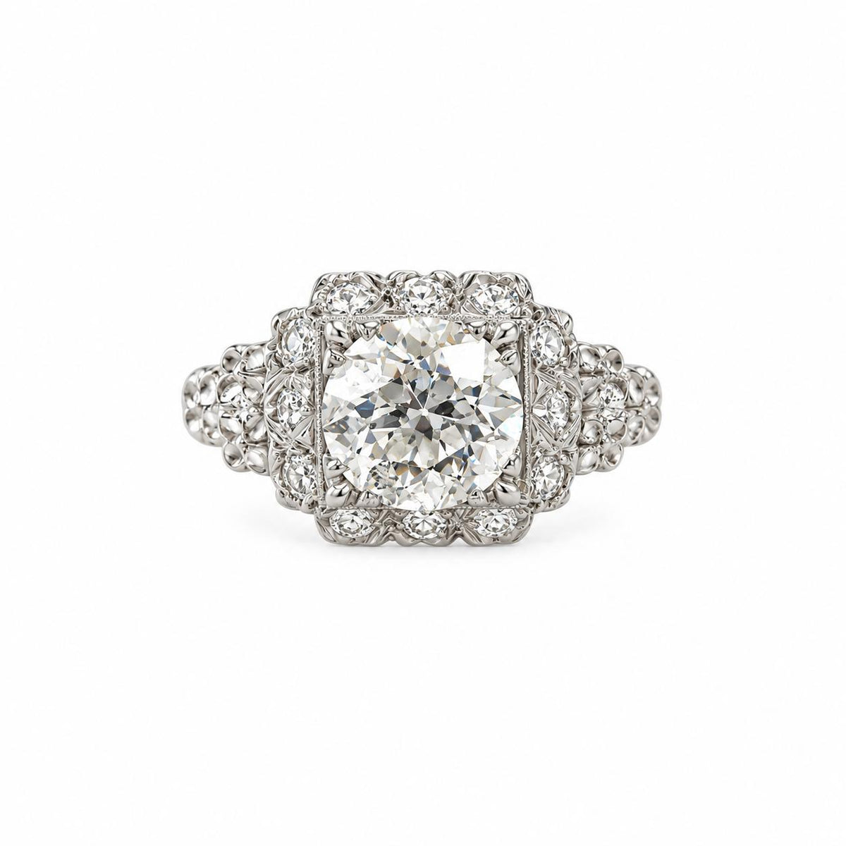 1.30cttw. White Diamond Engagement Ring in 14k White Gold 2.50g. 7.75US