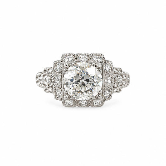1.30cttw. White Diamond Engagement Ring in 14k White Gold 2.50g. 7.75US