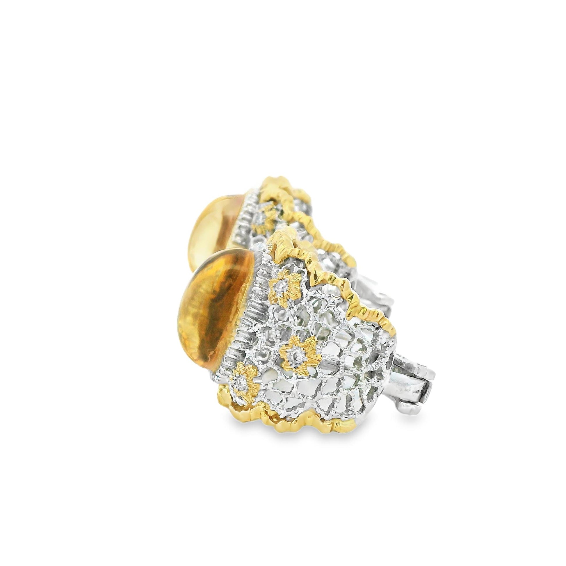 13.65cttw. Yellow Citrine Earrings in 14k Two Toned Gold 20.90g.