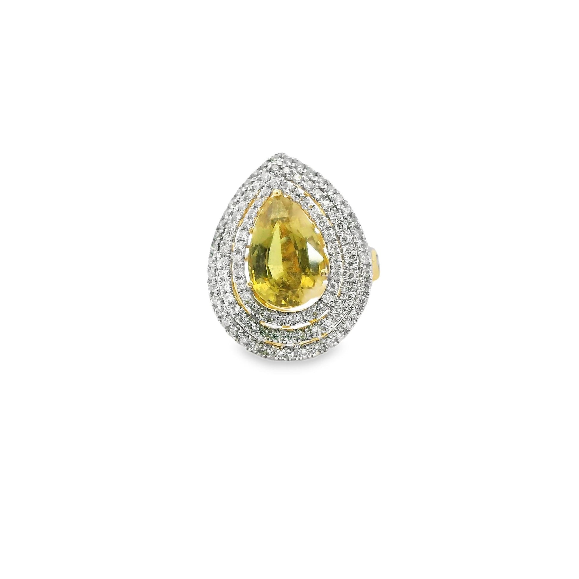 5.60ct. GIA Sapphire & 1.14cttw. White Diamond Halo Ring in 18k Yellow Gold 7US