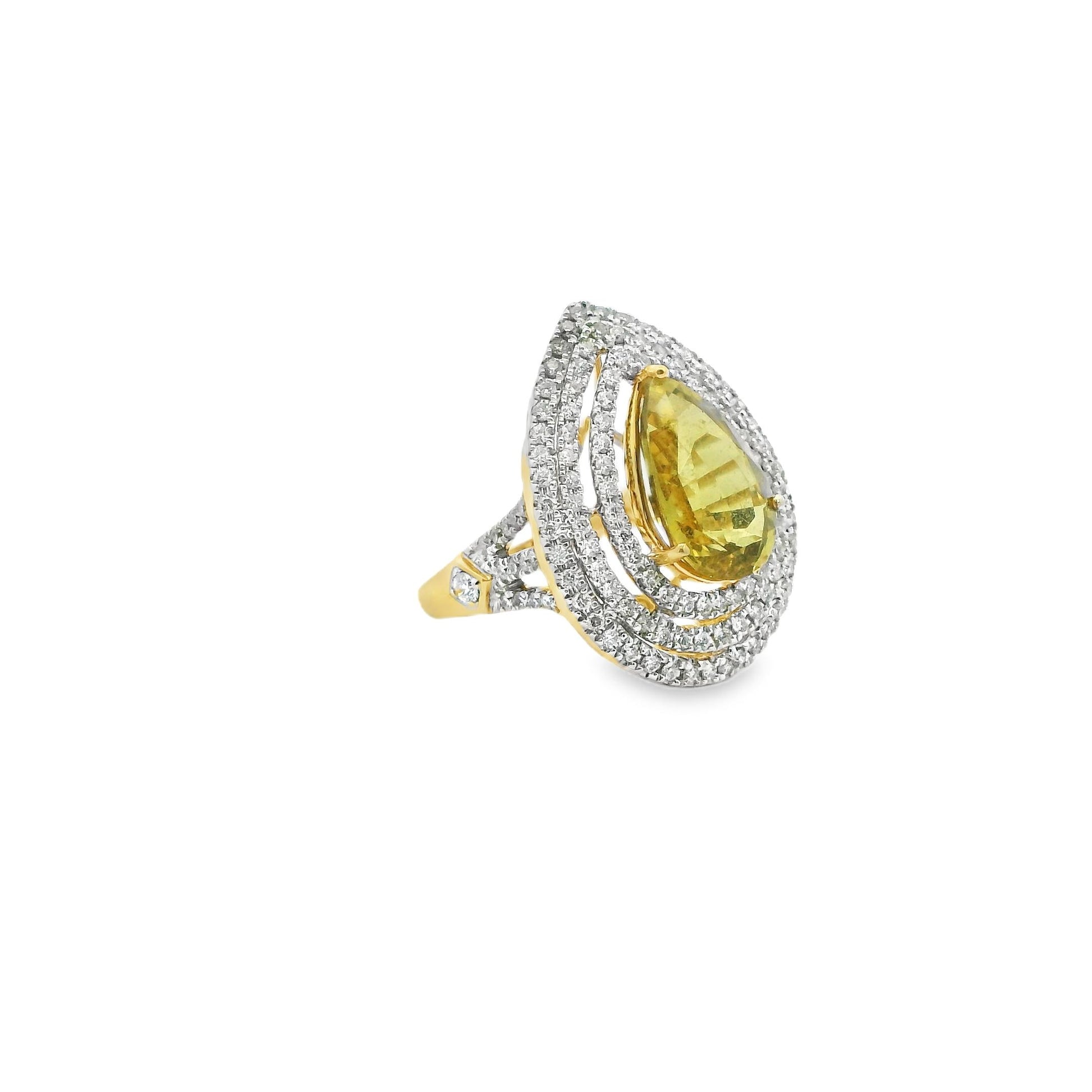 5.60ct. GIA Sapphire & 1.14cttw. White Diamond Halo Ring in 18k Yellow Gold 7US