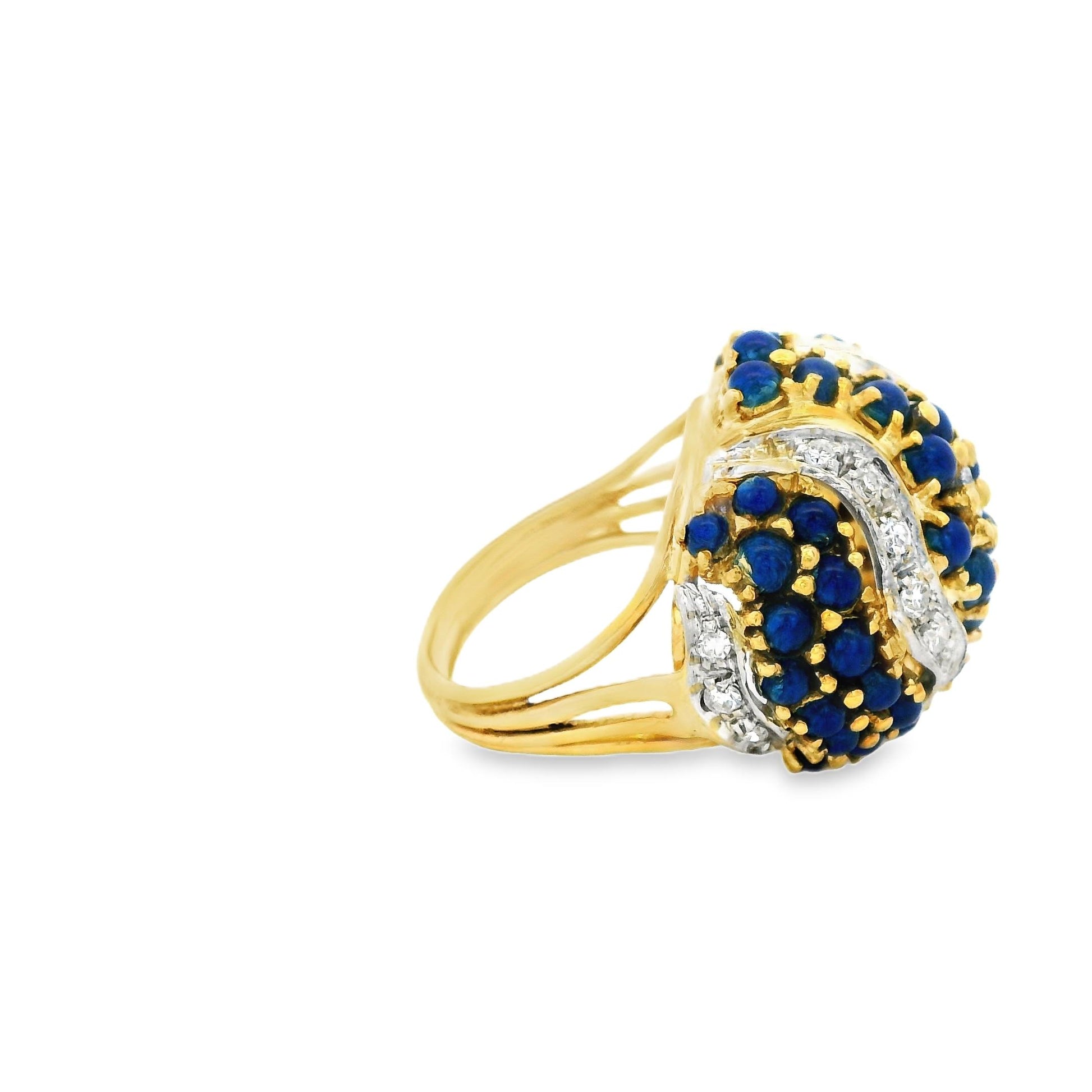 0.41cttw. White Diamond & Lapis Lasuli Ring in 18k Yellow Gold 5US 11.89g.