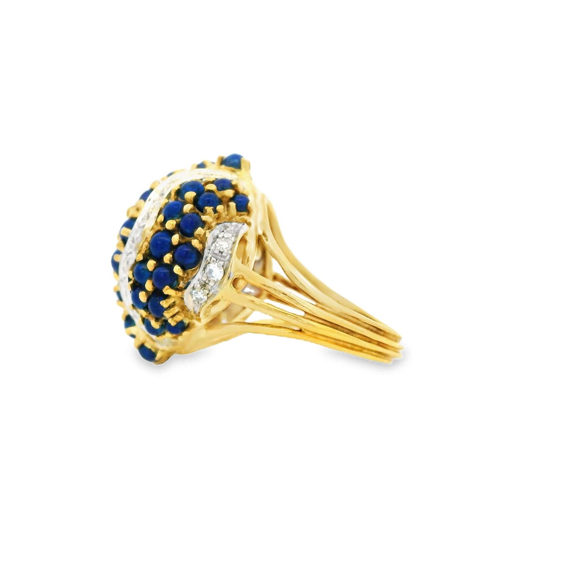 0.41cttw. White Diamond & Lapis Lasuli Ring in 18k Yellow Gold 5US 11.89g.