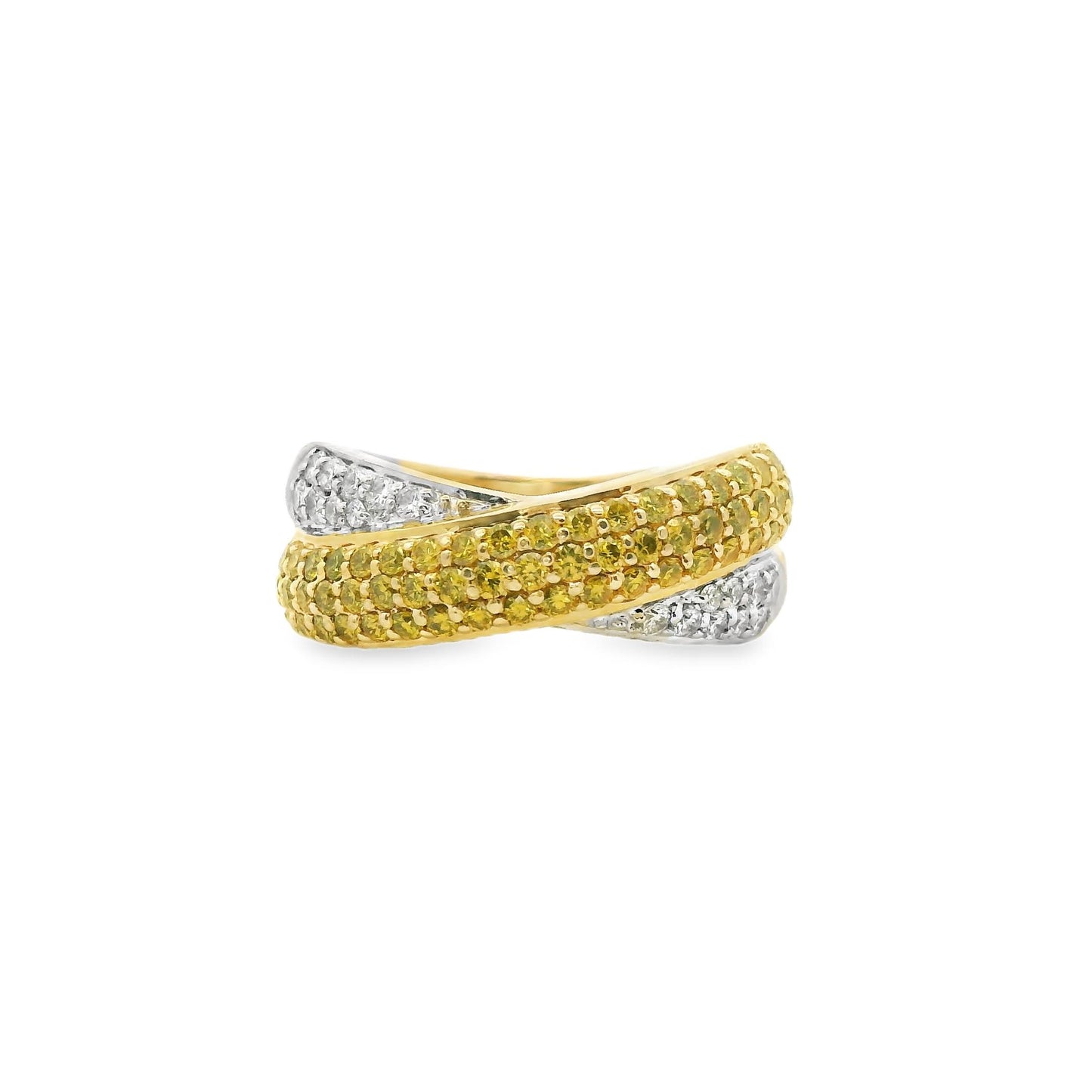 1.12cttw. White & Yellow Diamond Ring in 14k Yellow Gold 7US 7.65g.