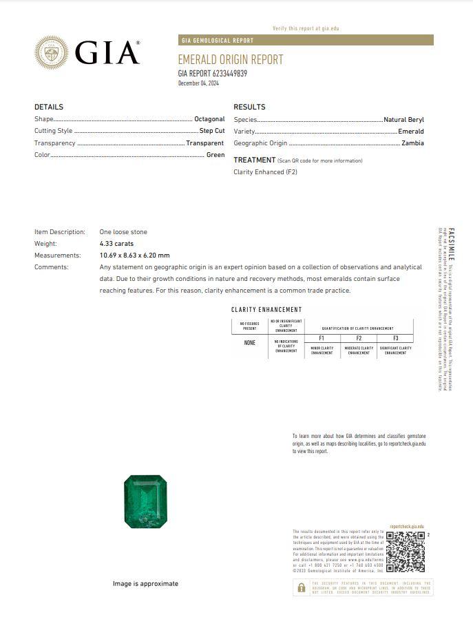 GIA Zambian 4.33ct Green Emerald Ring with 0.75cttw White Diamond Ring In 14 WG