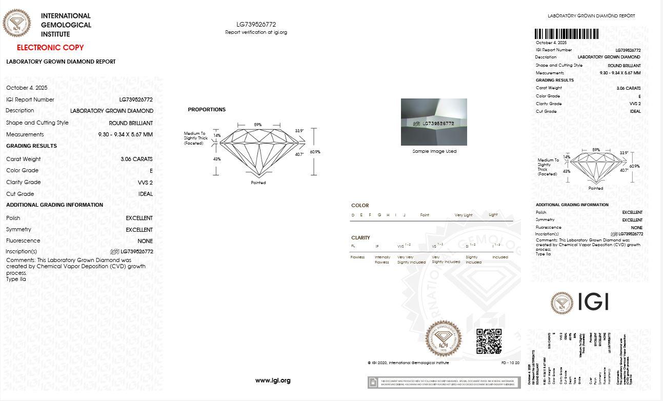 6.09cttw. Lab-grown White Diamond Studs in 14k White Gold IGI Certified