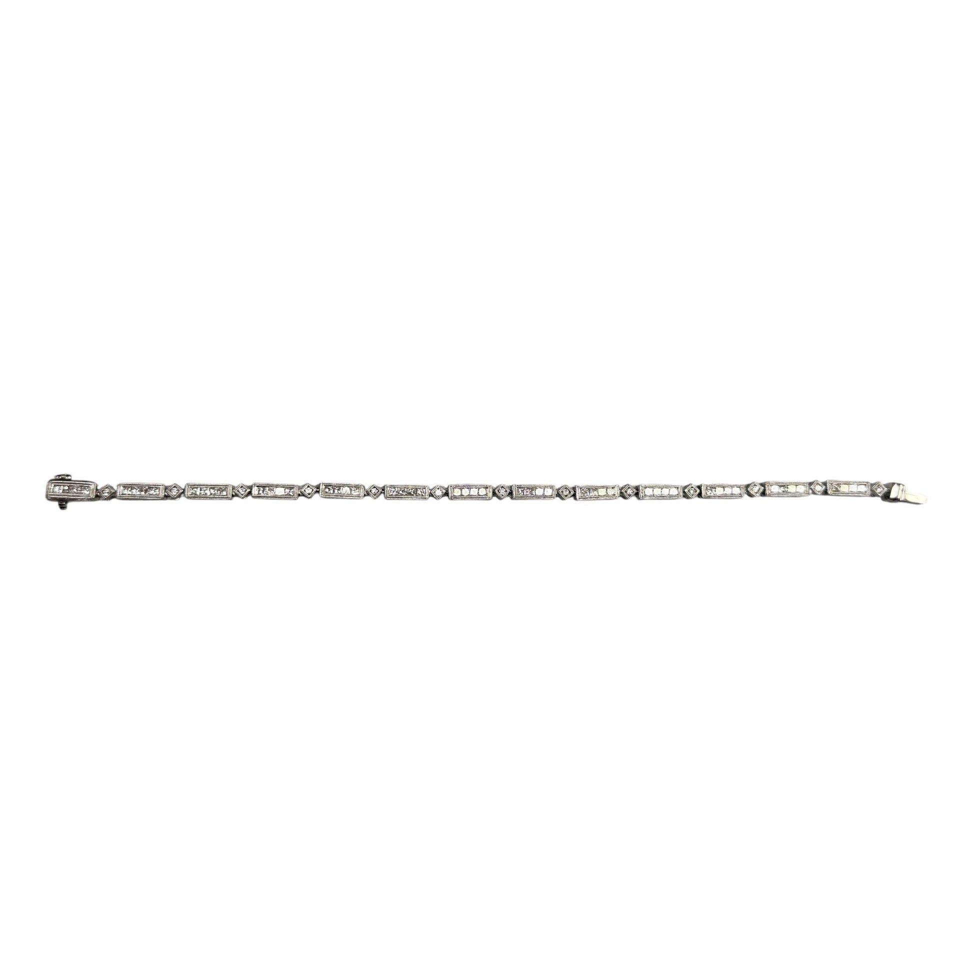 4.12cttw. White Diamond Art Deco Bracelet in 18k White Gold 13.20g. 7"