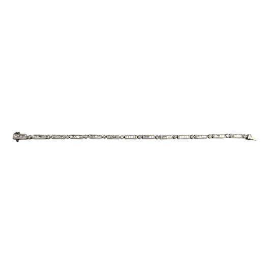 4.12cttw. White Diamond Art Deco Bracelet in 18k White Gold 13.20g. 7"