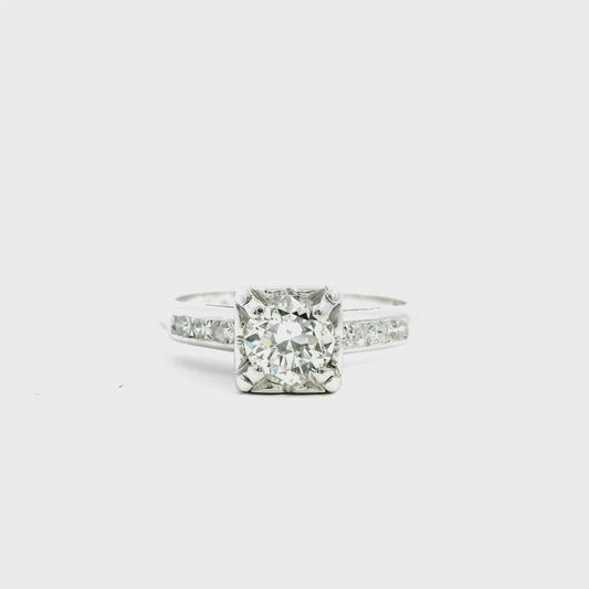 0.74 ct. Old European Diamond Platinum Ring 6.25US 4.07g.