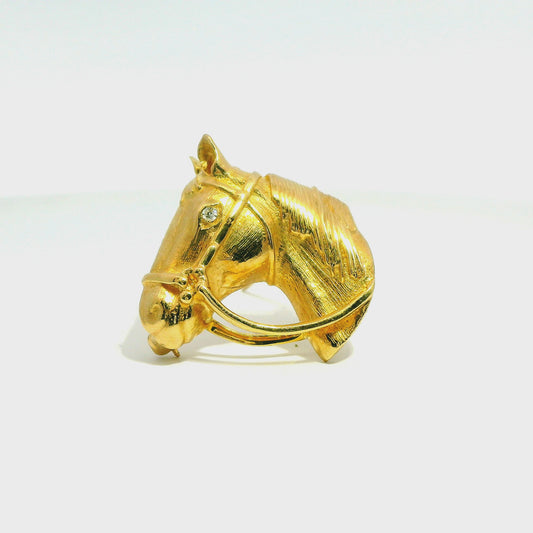 14k Yellow Gold Horse Head Brooch 6.01g.