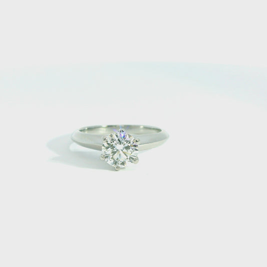 0.75 ct/ White Diamond Platinum Tiffany Ring 3.82G,  3.5US